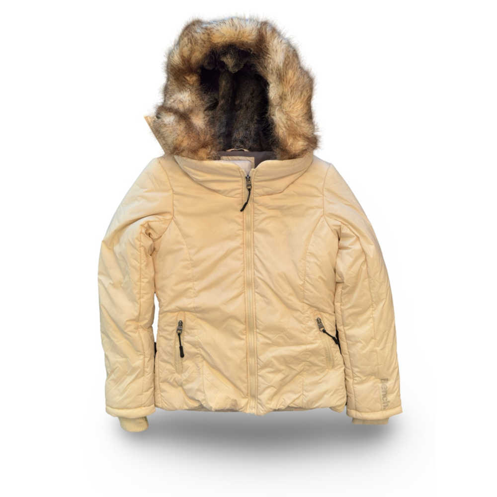Bench Women’s Cream Puffer Jacket with‎ Faux Fur Hood - Size S - NWT